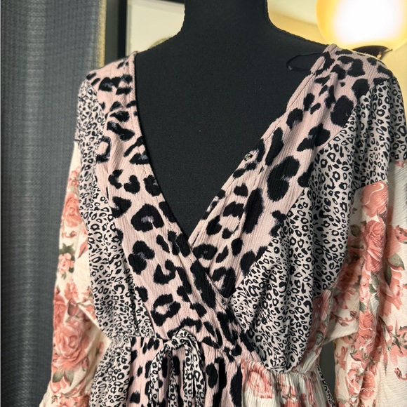 Three Bird Nest Pink and Cream High Low Dress - Picture 4 of 5